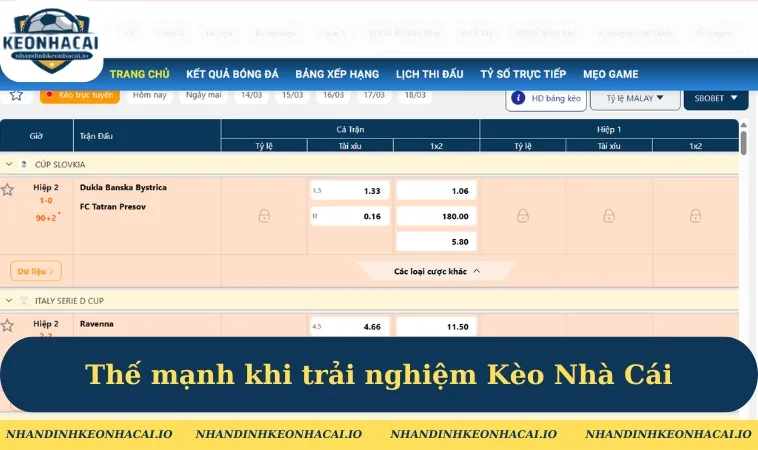 Đánh giá thế mạnh khi trải nghiệm Kèo Nhà Cái
