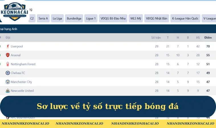 Sơ lược về tỷ số trực tiếp bóng đá